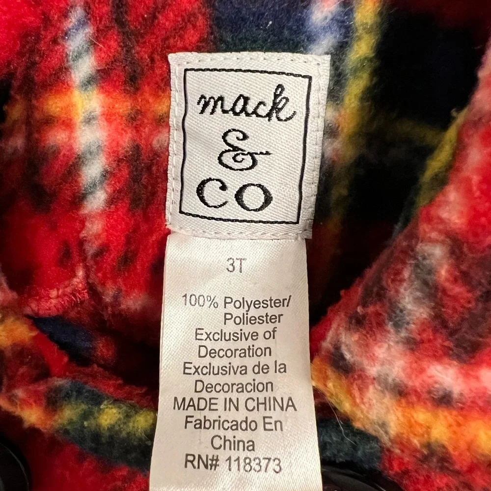 Toddler Girls Mack & Co Red Plaid Pea Coat 3T
